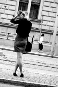 Young Lady at Tram Stop photo