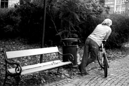 Praktica BC1 - Man with a Bicycle