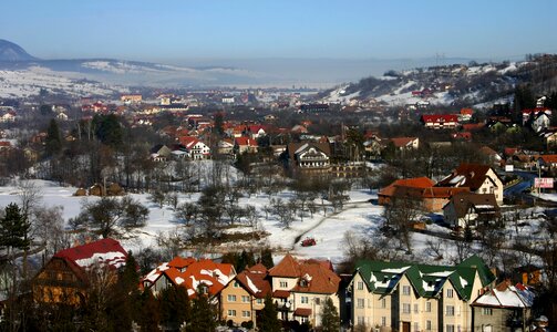 Romania bran city view from bran castle