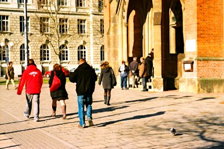 Praktica MTL 5 +  Helios 44-2 2/58 - Praktica MTL 5 +  Helios 44-2 2/58 - People in front of the Red Church before the Service 2