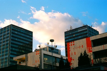 Praktica Super TL +  Helios 44-2 2/58 - Buildings and Clouds