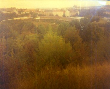 Chaika 3 (on redscale film) - Abandoned Stadium from Above