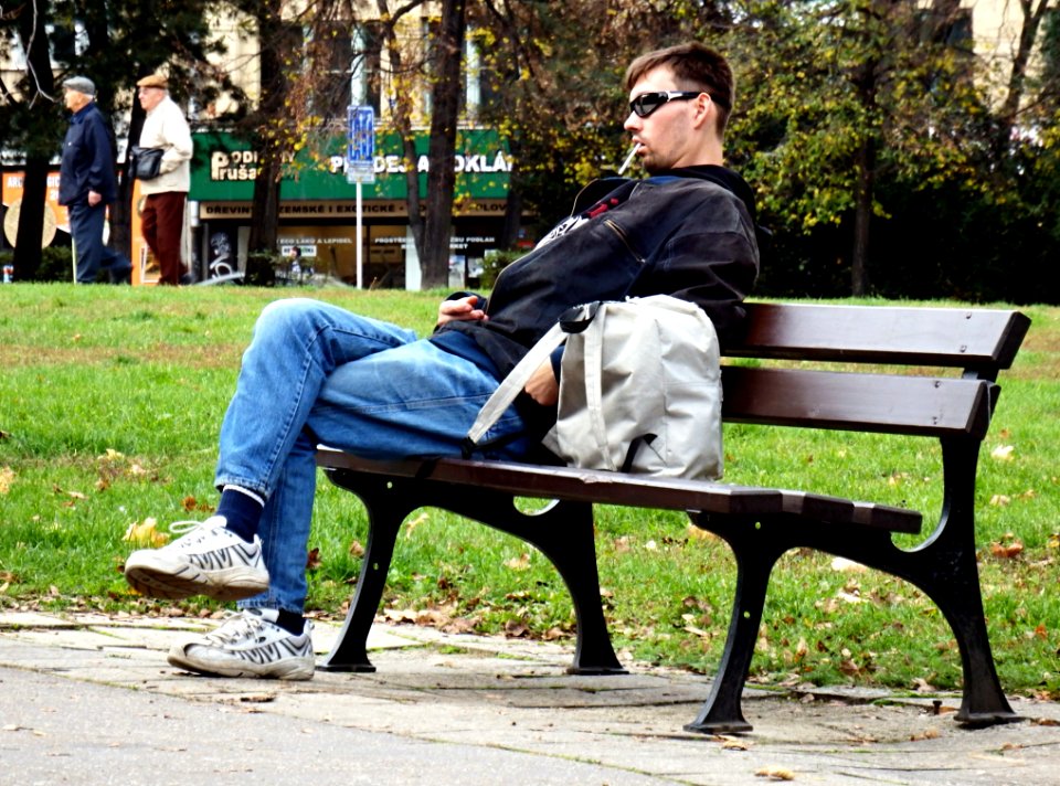 Totally Bored Man with Cigarette