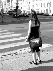 Girl at the Crosswalk photo