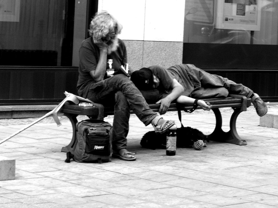 Street Persons, Dog and Book (version 2)