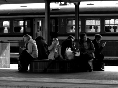 Waiting for the Train (B&W version) photo