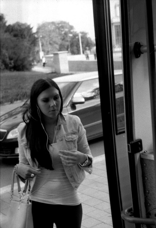 Praktica MTL5 with Helios-44M-4 - Girl Entering a Bus
