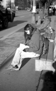 Canon EOS 30 + Ortho 25 film - Stydying Girl on the Bench 3