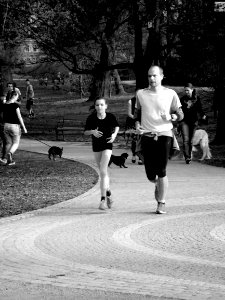 People Doing Healthy Things in the Park B&W photo