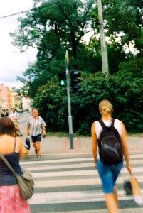 On Crosswalk (redscale film)