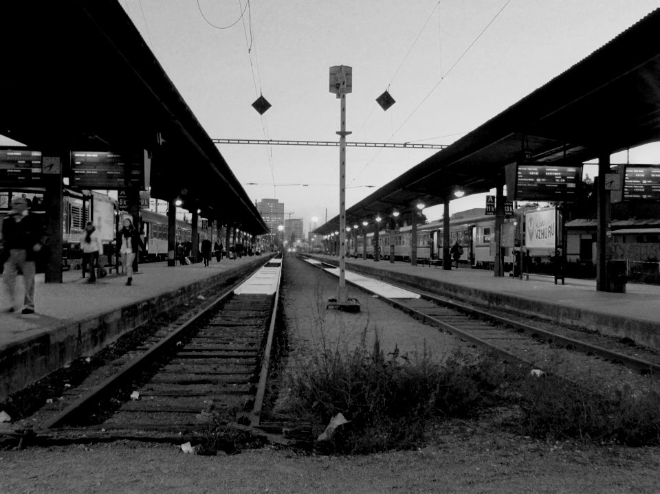 Main Train Station in Brno in B&W