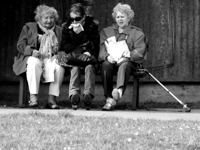 Elderly Ladies on the Bench (B&W version) photo