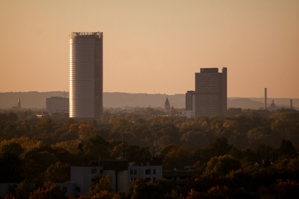 Skyscrapers dusk twilight