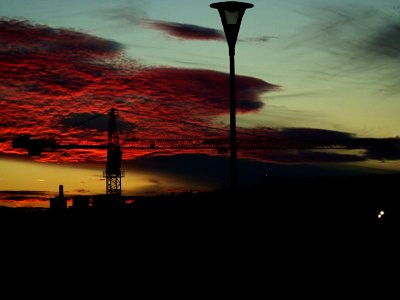 Lamp, Crane and Sunset