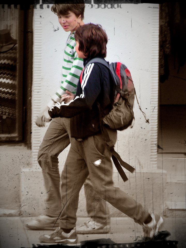 Boys on the Sidewalk 2
