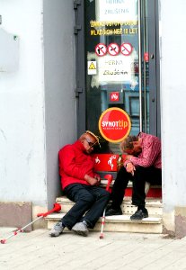Two Man Sleeping in Front of Cancelled Gambling House 2