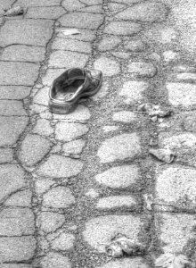 Abandoned Shoe Found in Psychiatric Hospital Brno-Černovice B&W