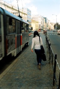 Arriving Tram (vintage camera, scan from film)