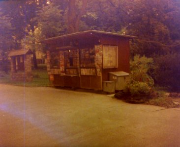 Chaika 3 (on redscale film) - Tobacconist's at Compound of Psychiatric Hospital