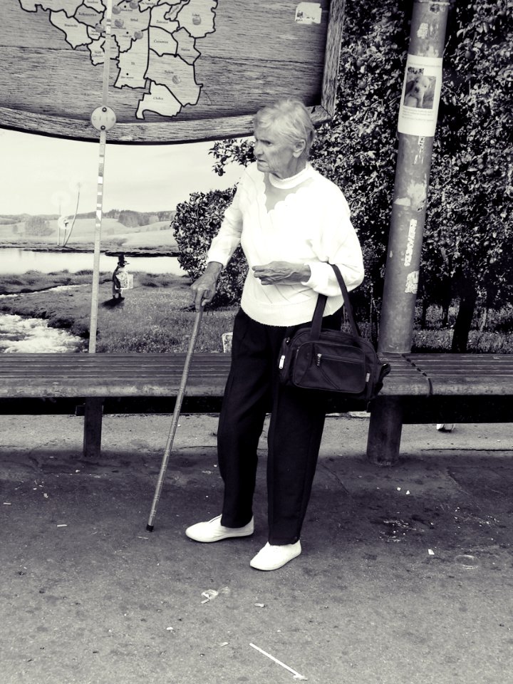 Old Woman at the Tram Stop