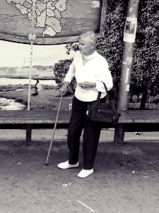 Old Woman at the Tram Stop