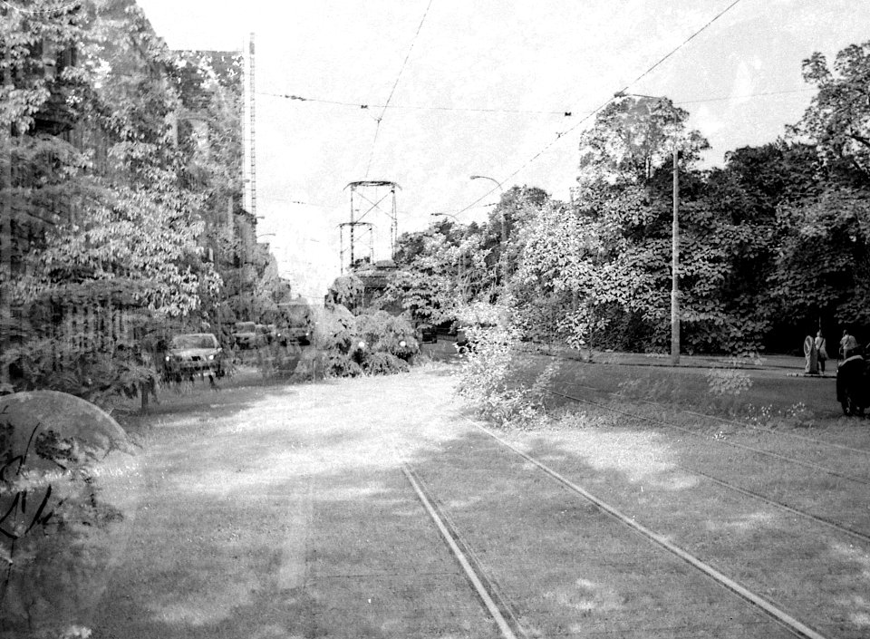 Smena 8M - Incoming Tram (double exposure)