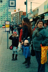 Praktica MTL 5 + Helios 44-2 2/58 - People Waiting for a Tram on Mendel's Square