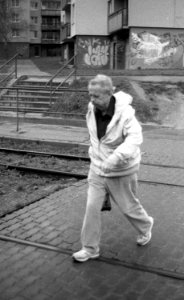 Praktica BC1 - Woman Crossing the Lines