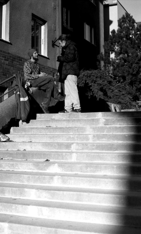 Zorki 4 + Industar-61 L/D - Two Young Men at the Old Stairs