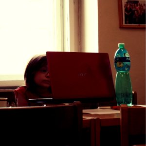 Little Girl with Laptop 1 photo