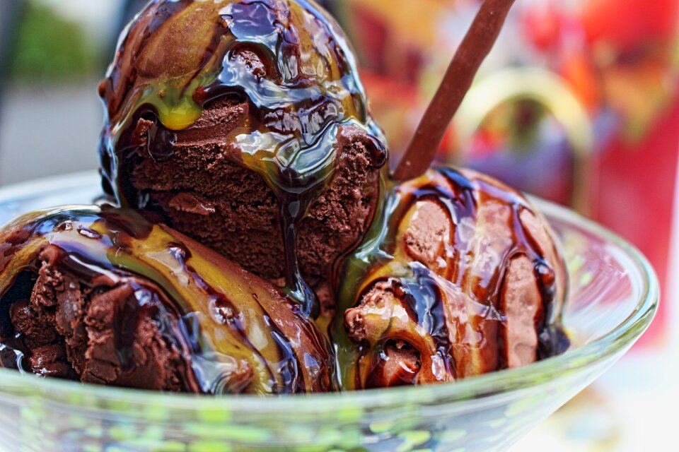 Delicious ice cream feasting