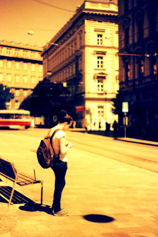 Praktica BC1 - Redscaled and Cross Processed - At Tram Stop Česká 3