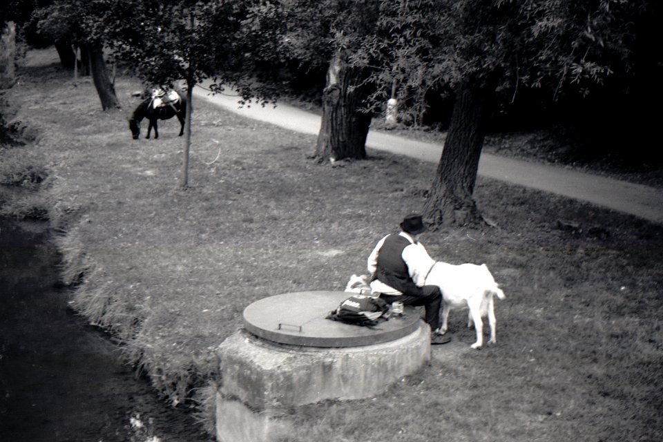 Praktica BC1 - Man with a Goat and Pony