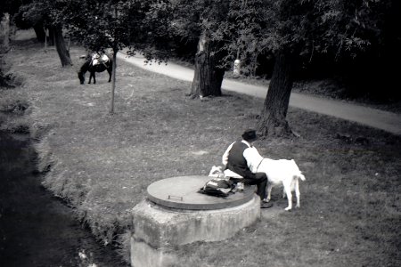 Praktica BC1 - Man with a Goat and Pony