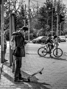 HDR Bus Stop Scene photo