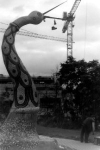 Kiev 4 -Sculptre, Shoes, Cranes and Man