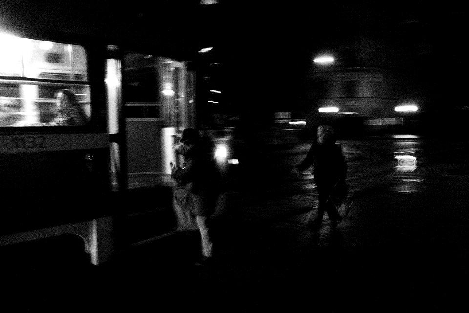 Women Running to the Tram photo