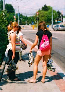 Praktica MTL 5 +  Helios 44-2 2/58 - Girls with  In-line Skates