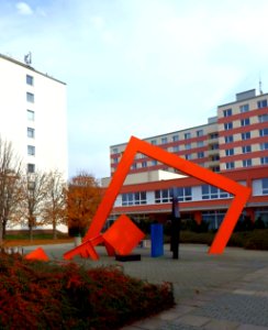 Sculpture in front of Secondary School of Informatics and Communications