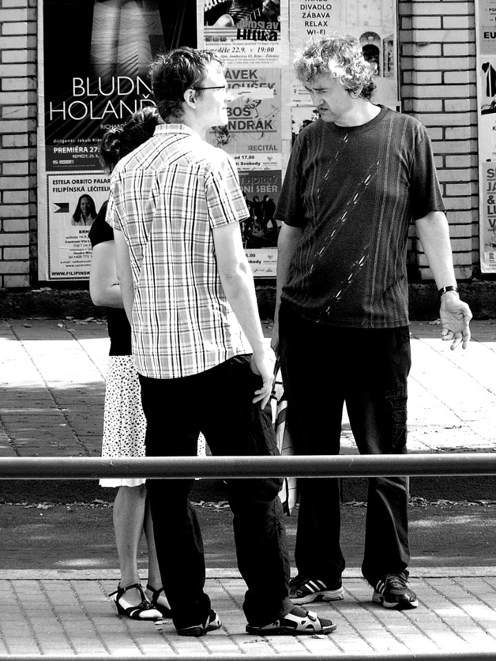 Talking People on the Tram Stop