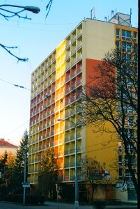 Praktica Super TL +  Helios 44-2 2/58 - Sunset Light on the Building