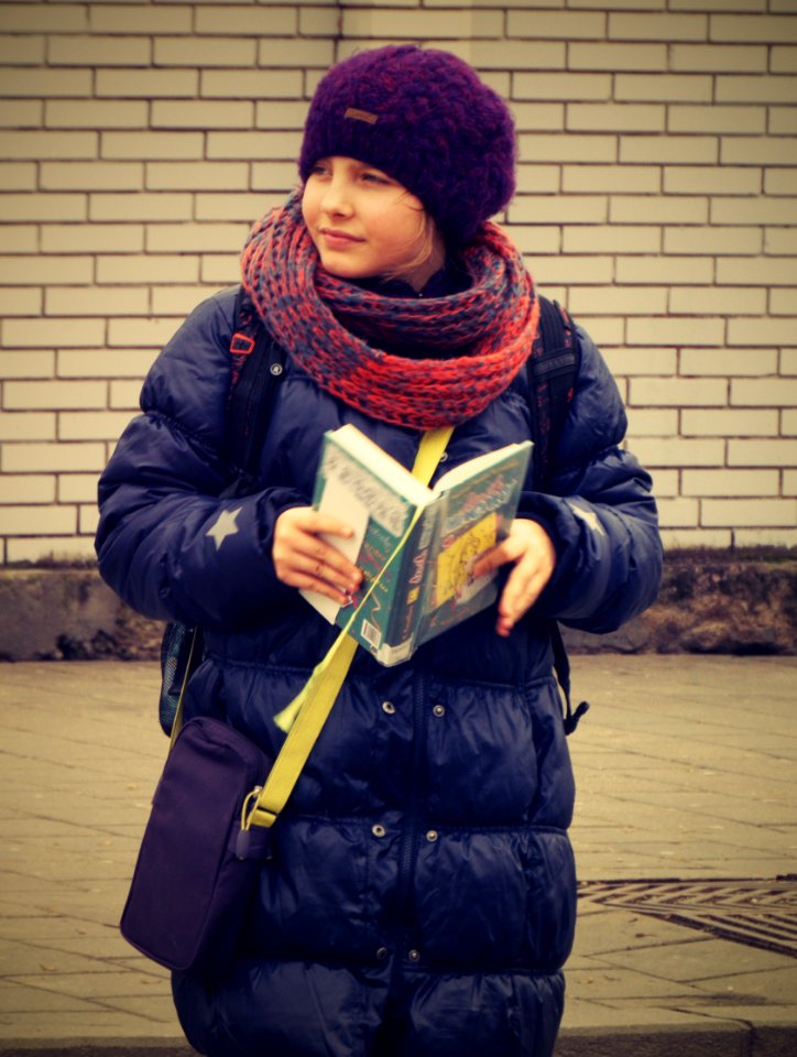 Reading Girl at Tram Stop 4