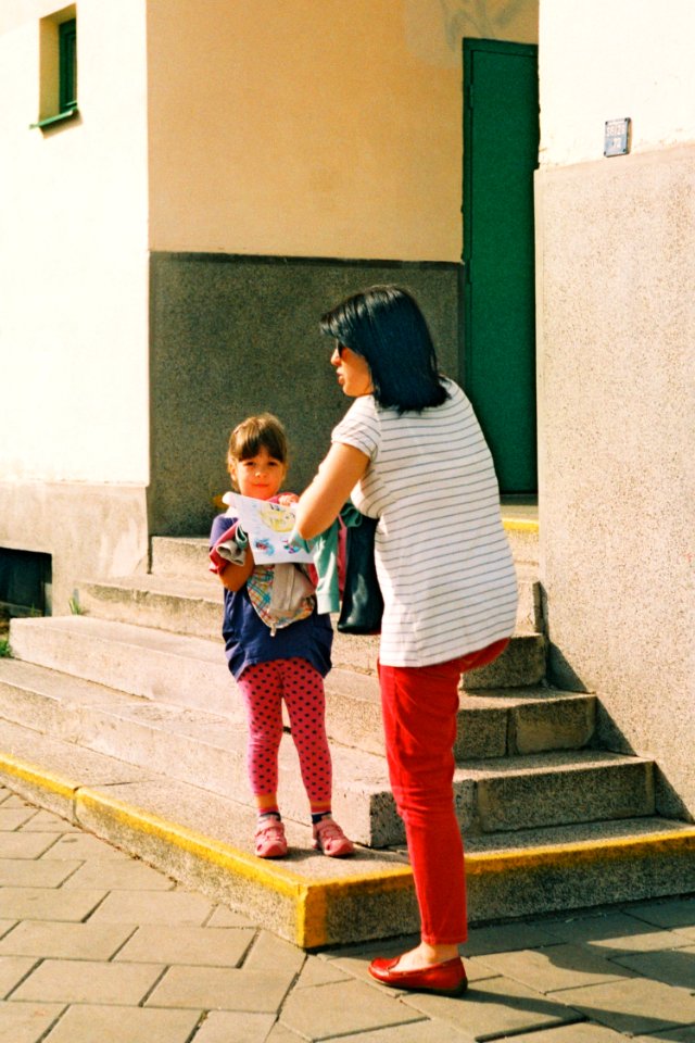 Praktica MTL 5 +  Helios 44-2 2/58 - Mother and Daughter in front of School