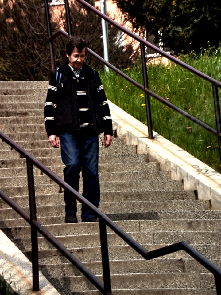 Man Going Downstairs