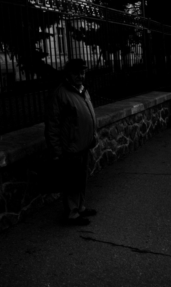 Zorki 4 + Industar-61 L/D - Man at the Tram Stop