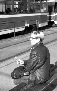 Zorki 4 + Industar-61 L/D - Woman at Tram Stop 2