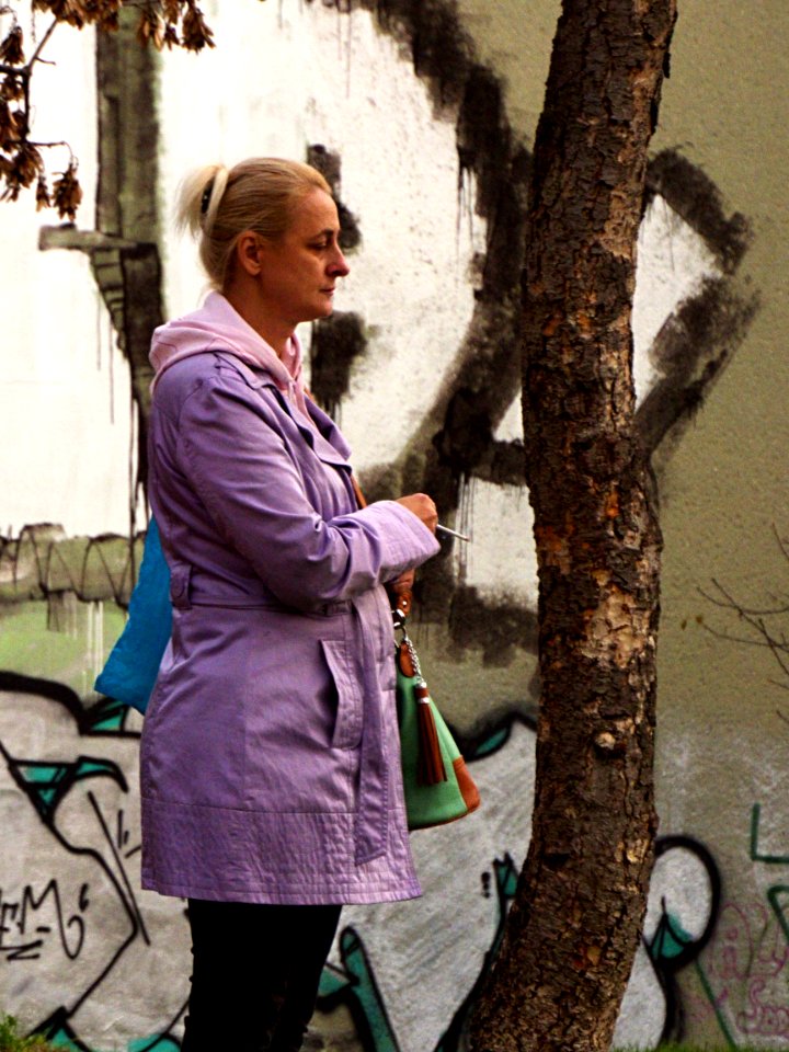 Woman, Tree and Grafitti