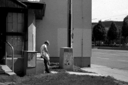 Canon Prima Zoom (Sure Shot) 76AiAF - Woman at Bus Stop