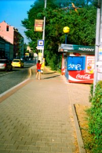 Vietnamese Girl Waiting for the Bus (redscale film)