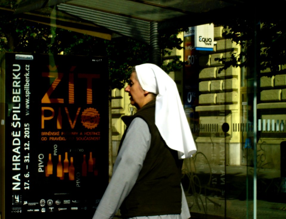 Nun at Beer Advertisement